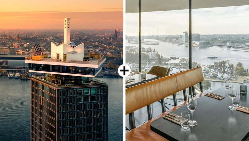 Amsterdam: A'DAM Lookout with Revolving Restaurant Moon - LOOKOUT deck: canals, port energy, and polder views