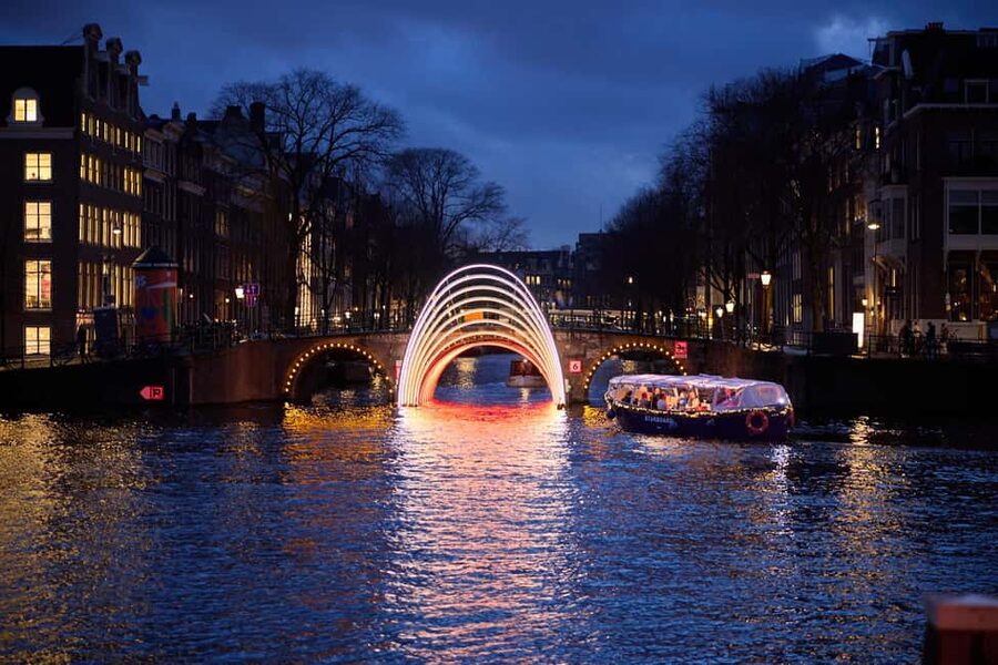 Amsterdam: Light Festival Boat with Hot Choco & Stroopwafel - Golden Bend and Grachtengordel: Canal Corners That Feel Private
