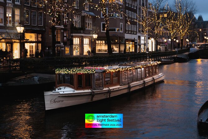 Amsterdam Light Festival: Heated Boat Cruise + Hot Drinks & Bite - Amsterdam Light Festival, seen from a heated canal boat