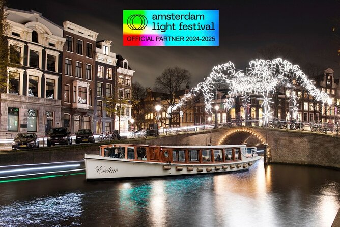 Amsterdam Light Festival: Heated Boat Cruise + Hot Drinks & Bite - What Imagine Beyond looks like along the canals