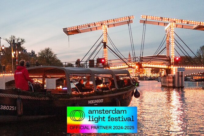 Amsterdam: Light Festival Open Boat - Unl. Drinks Option - Maritime history from a former Navy storage facility