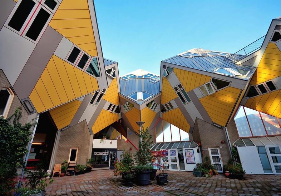 From Amsterdam: Rotterdam to The Hague and Delft - Cube Houses and Oude Haven: modern Rotterdam, then a harbor-side breather